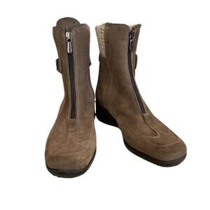 Aquatalia by Marvin K Mia Women's Brown Suede knit cuff. Mid-Calf Boots Size 7.5